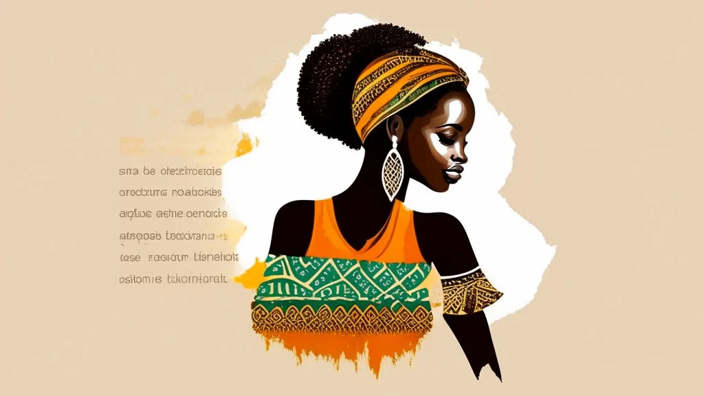 Logo, design, African woman, oil painting, graphic, drawing, white background, cartoonthe