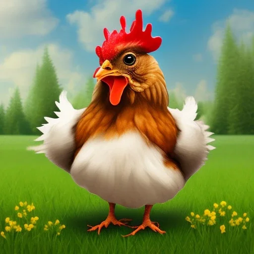 chicken full body field background