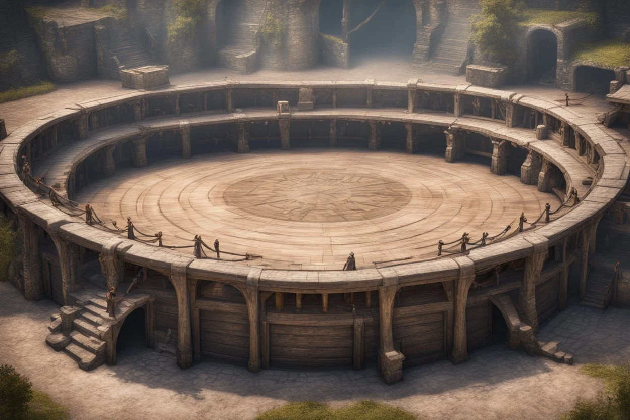 fantasy medieval fighting arena, close frontal view