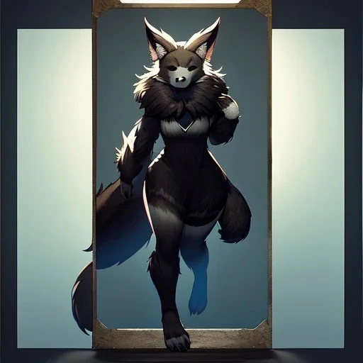 a fox fursona, darker colors, master quality, backlighting, soft lights, full body portrait, in frame, 8k, perfectly drawn face, well drawn, realistic, humanoid, furry, digitigrade legs, fur, female, anthropomorphic