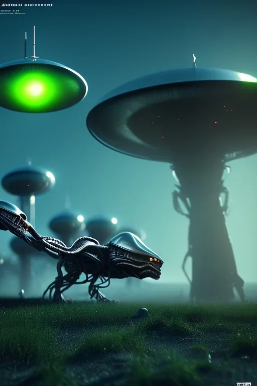 alien invasion clean art NFT, blender 3d