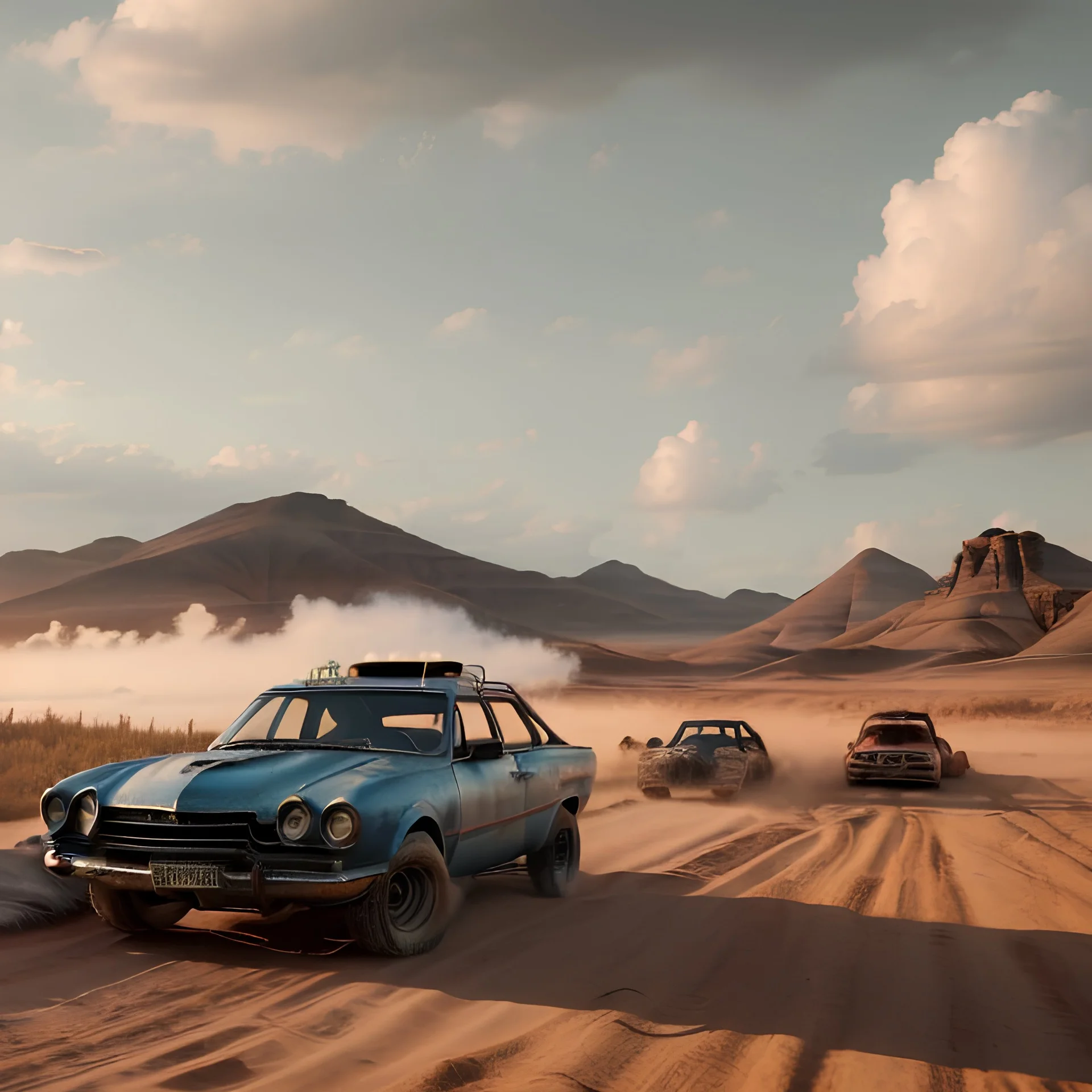 Ultra realistic mad max scene. clown man, color smoke fog, waist up view, Wes Anderson style, happy, highly detailed, concept art, unreal engine 5, god rays, ray tracing, RTX, lumen lighting, ultra detail, volumetric lighting, 3d, finely drawn, high definition, high resolution.