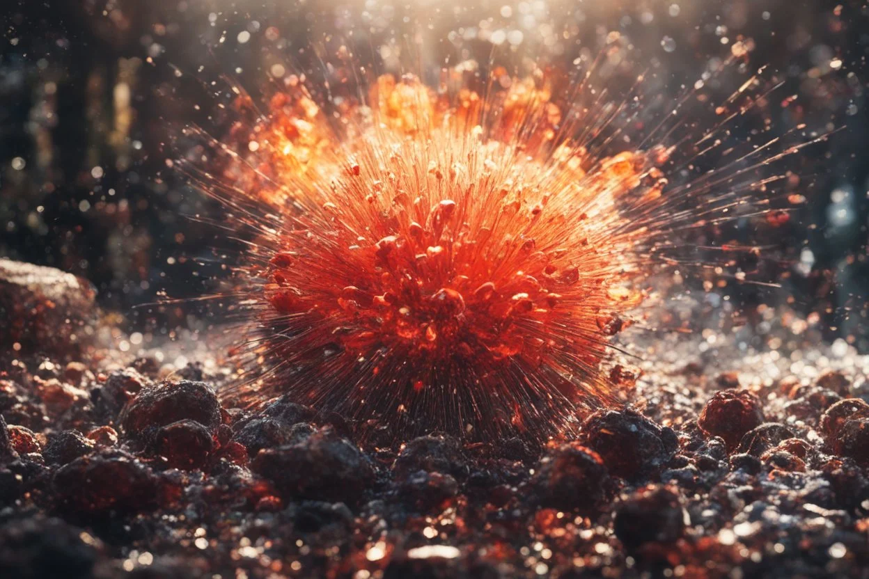 Atomic explosion, made of jelly, ULTRA REALISTIC, details, intricate detail, professional lighting, film lighting, 35mm, anamorphic, lightroom, cinematography, bokeh, lens flare, film grain, hdr10, 8k, Roger Deakins, incredibly detailed, reflect, sharpen