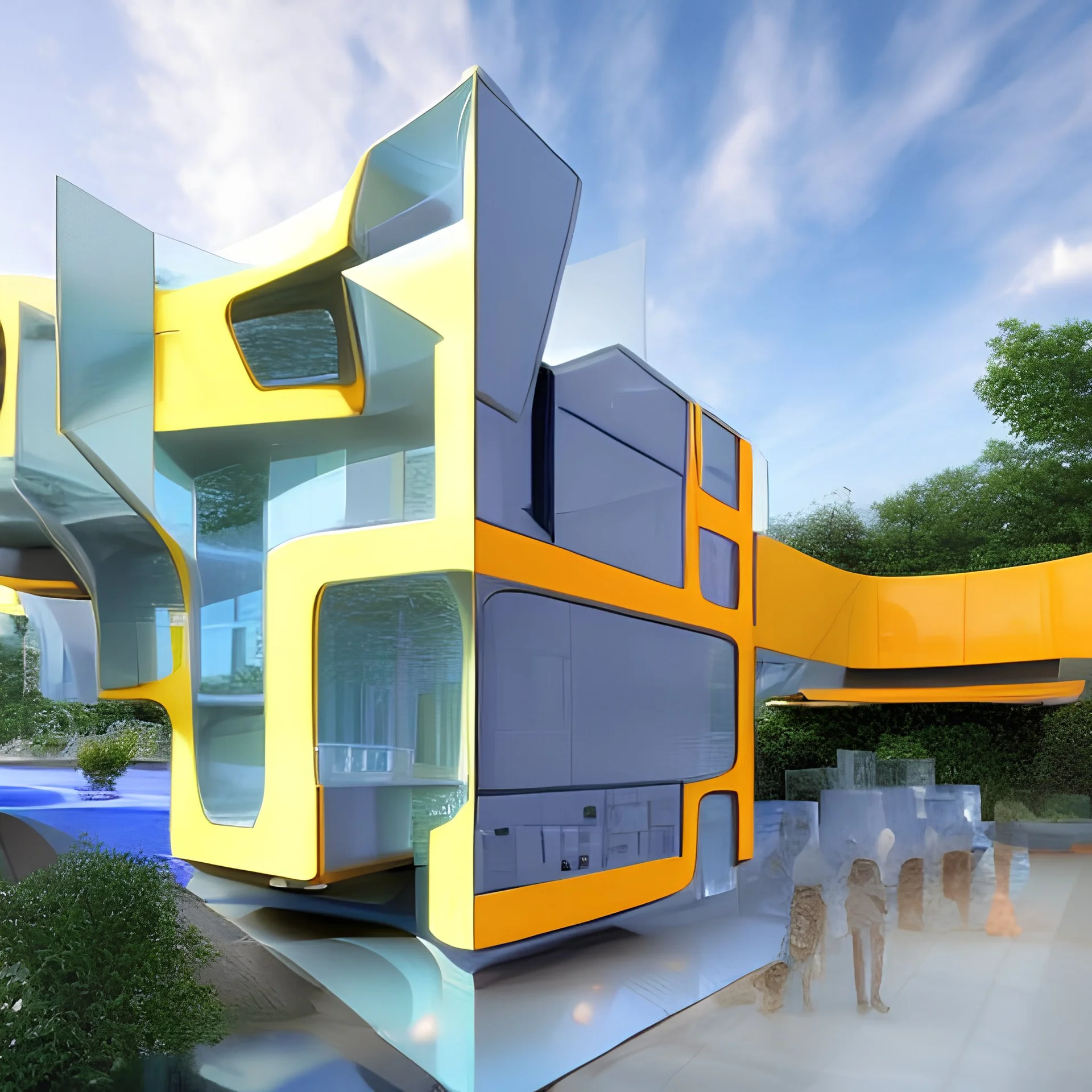 futuristic property design, urban 2050, vibrant colour and technology advancement