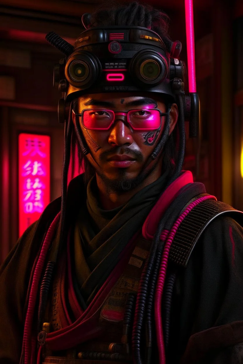 Cyberpunk samurai, photorealistic