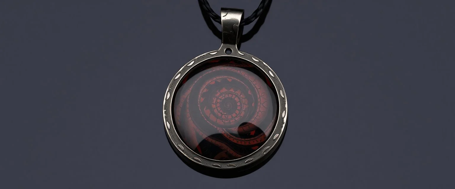 painite and Damascus steel pendant