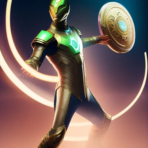 young humanoid yoga master holding up a shield, power surge , maze background , levitated lab equipment, 4k, Highly Detailed, Masterpiece, perfect eyes, Digital Illustration, Cinematic Lighting, Realistic, Sharp Focus, Centered, Beautifully Lit, Bioluminescent by Stanley Artgerm Lau