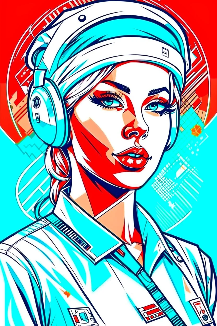 Retro-futuristic intricately drawn nurse Pin up Poster, detailed face. Beautiful woman. in the style of Full body hiphop streetwear drip highly detailed, hyperdetailed painting, complex, 8K, HD