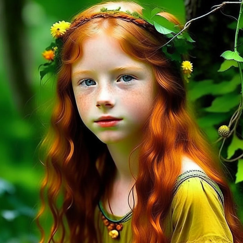 pretty girl, aged 12, ginger, conventionally attractive, dreamy, faun, satyr