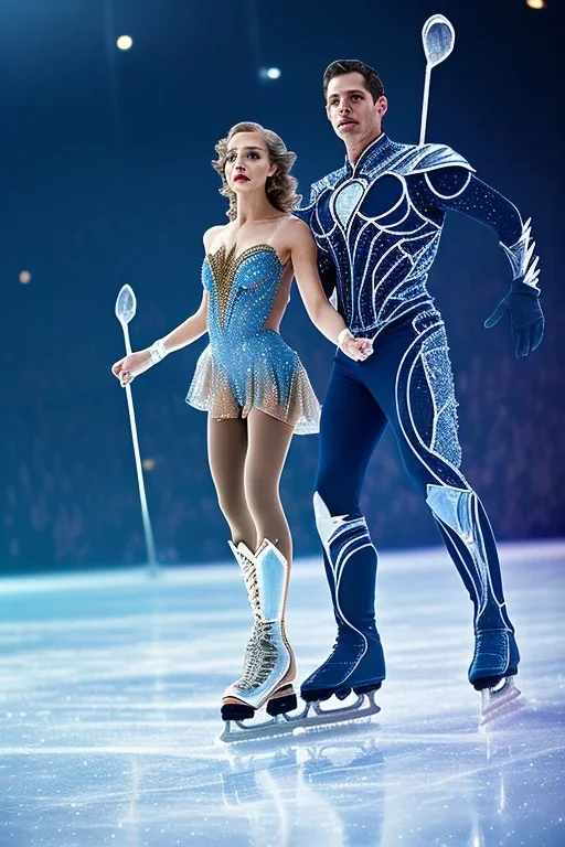 A photo taken from the ice skating show "Zack Snyders Justice League", <character or scene>, ice skates, cinematic lighting --v 4 --q 2