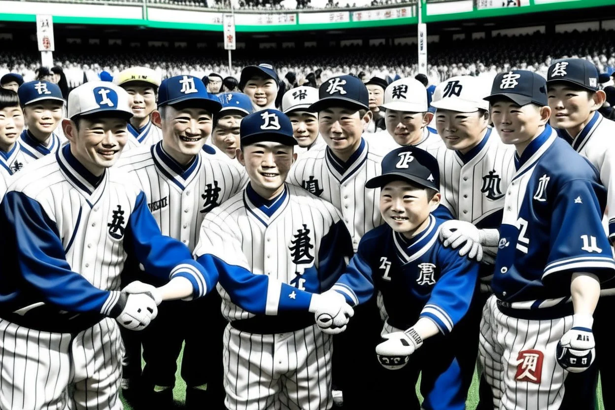 Japanese baseball team greeting fans