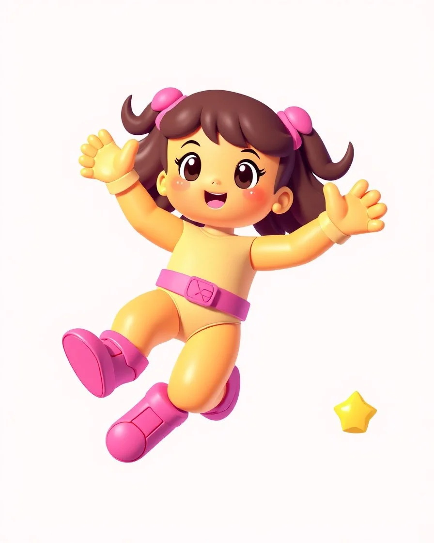 popmart's space molly, floating on solid background color