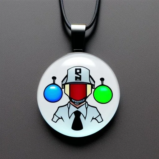 Clear polyester necklace with a pendant featuring a design inspired by a favorite video game character