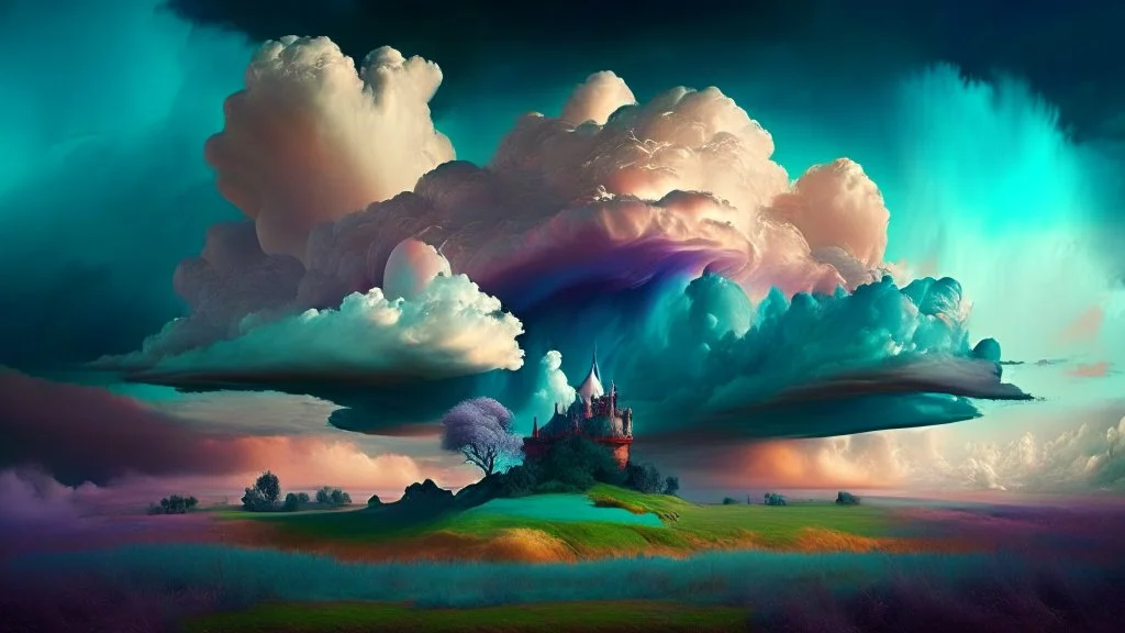 Phantasy landscape with dramatic cloud in moomsdome color