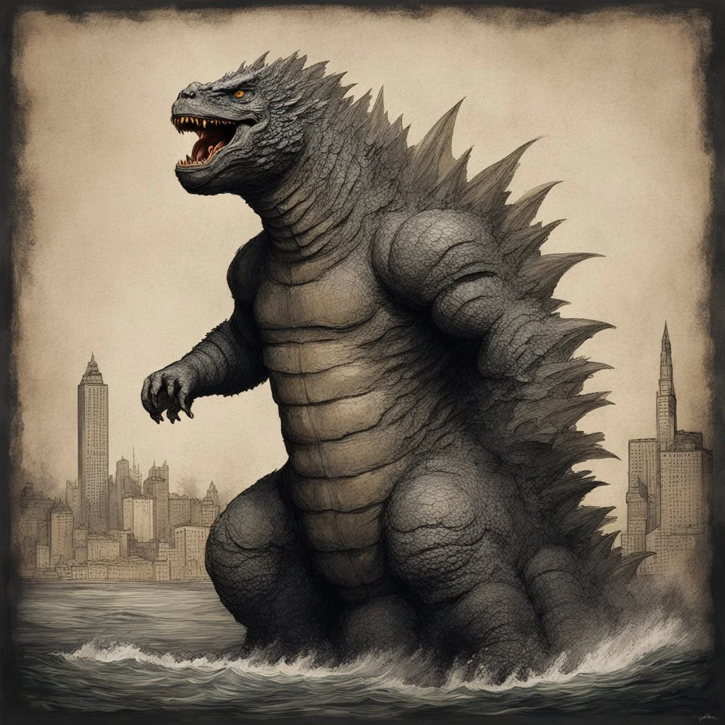 godzilla in the style of leonardo da vinci