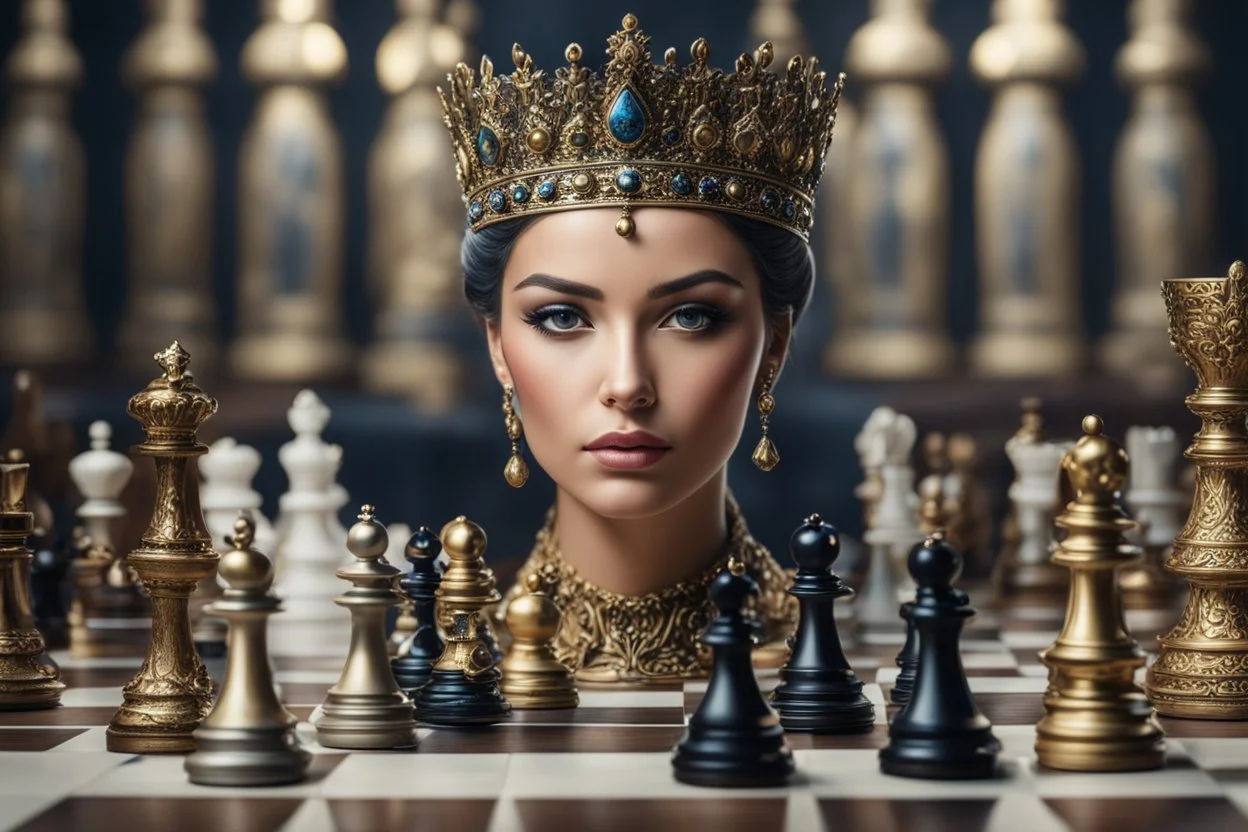 Queen Chess in 8k live action artstyle, close picture, intricate details, highly detailed, high details, detailed portrait, masterpiece,ultra detailed, ultra quality