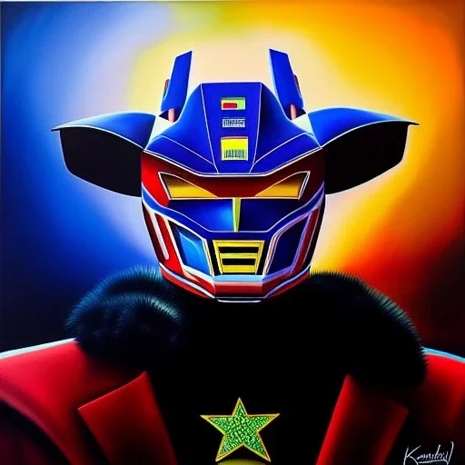 Ultra detailed fullbody Portrait in oil on canvas of Megazord ,intense stare,extremely detailed digital painting, extremely detailed face,crystal clear Big eyes, mystical colors ,perfectly centered image, perfect composition, rim light, beautiful lighting,masterpiece,8k, stunning scene, raytracing, anatomically correct, in the style of robert e howard and Ken Kelley and Ohrai Noriyoshi and Simon Bisley and tomzj1