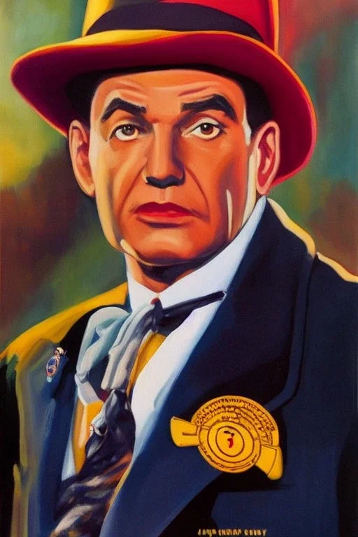 Full body portrait, painting, medium shot lady style of Dick Tracy Movie