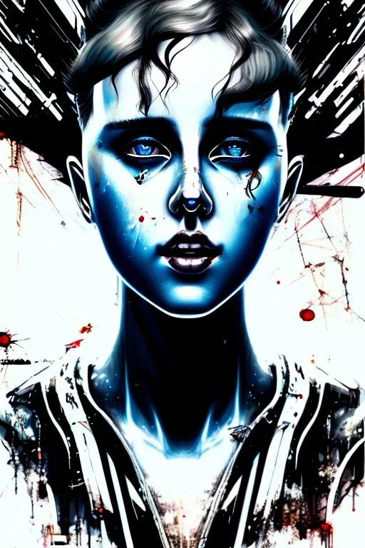 Danish singer MØ face,Abstract Yoji Shinkawa,cyberpunk,