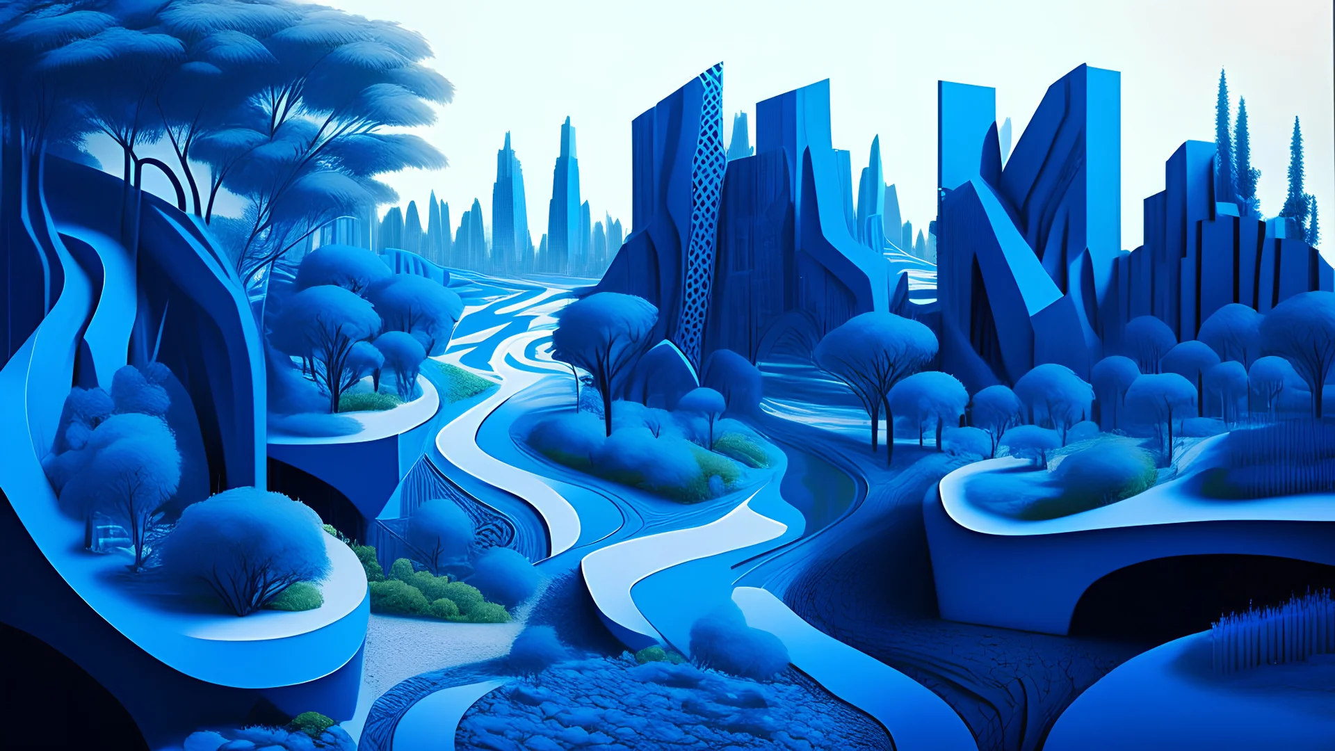 A land scape related to urban design with blue team