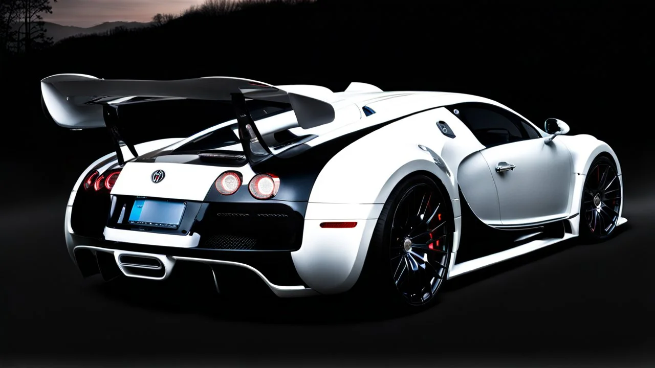 mansory bodykit Bugatti Veyron with high spoiler, rear view, desktop wallpaper, 4K, Cinematic