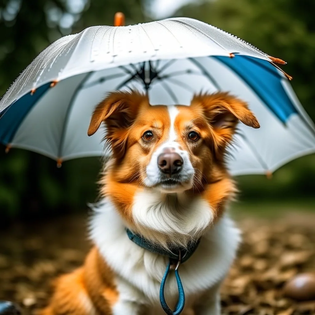 Dog 2024 holding umbrella