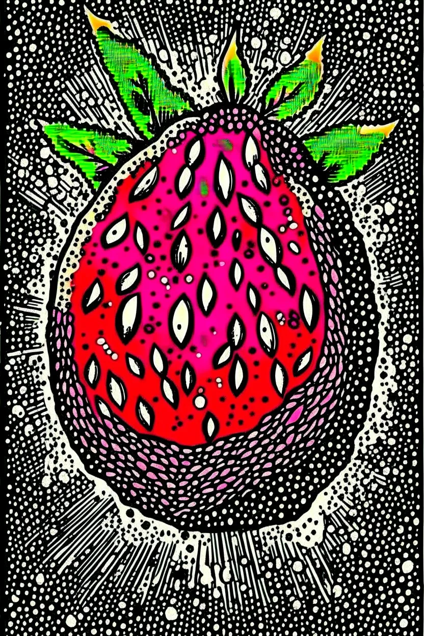 Vintage pop art style, pomegranate seeds