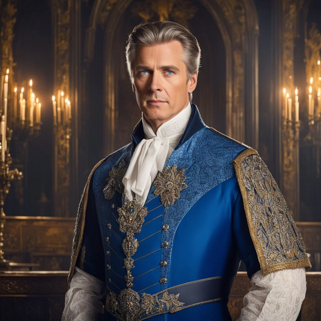 In the grand throne room of Castle Evermoor, the seat of power for the Thornwood family, Baron Cedric Thornwood commands his presence with an air of dignity and authority. Tall and regal, he possesses a commanding presence that demands respect. Baron Cedric's greying hair is neatly combed, and his piercing blue eyes reflect both intelligence and a sense of responsibility. Clad in fine garments befitting his noble status, he exudes an aura of leadership.