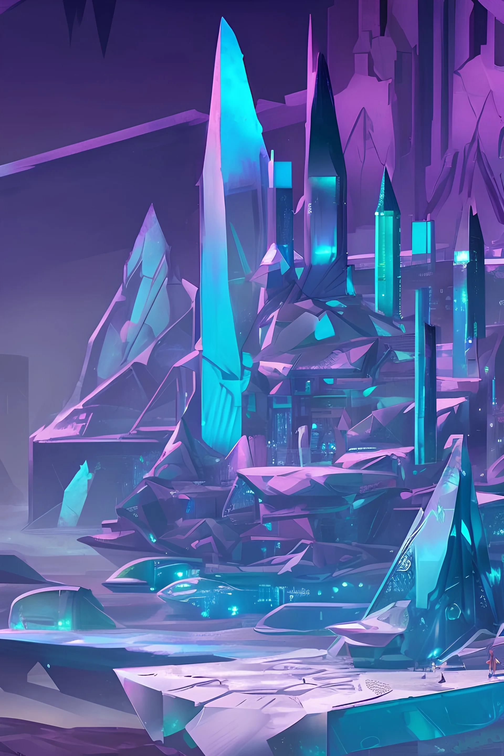 a crystal-punk city