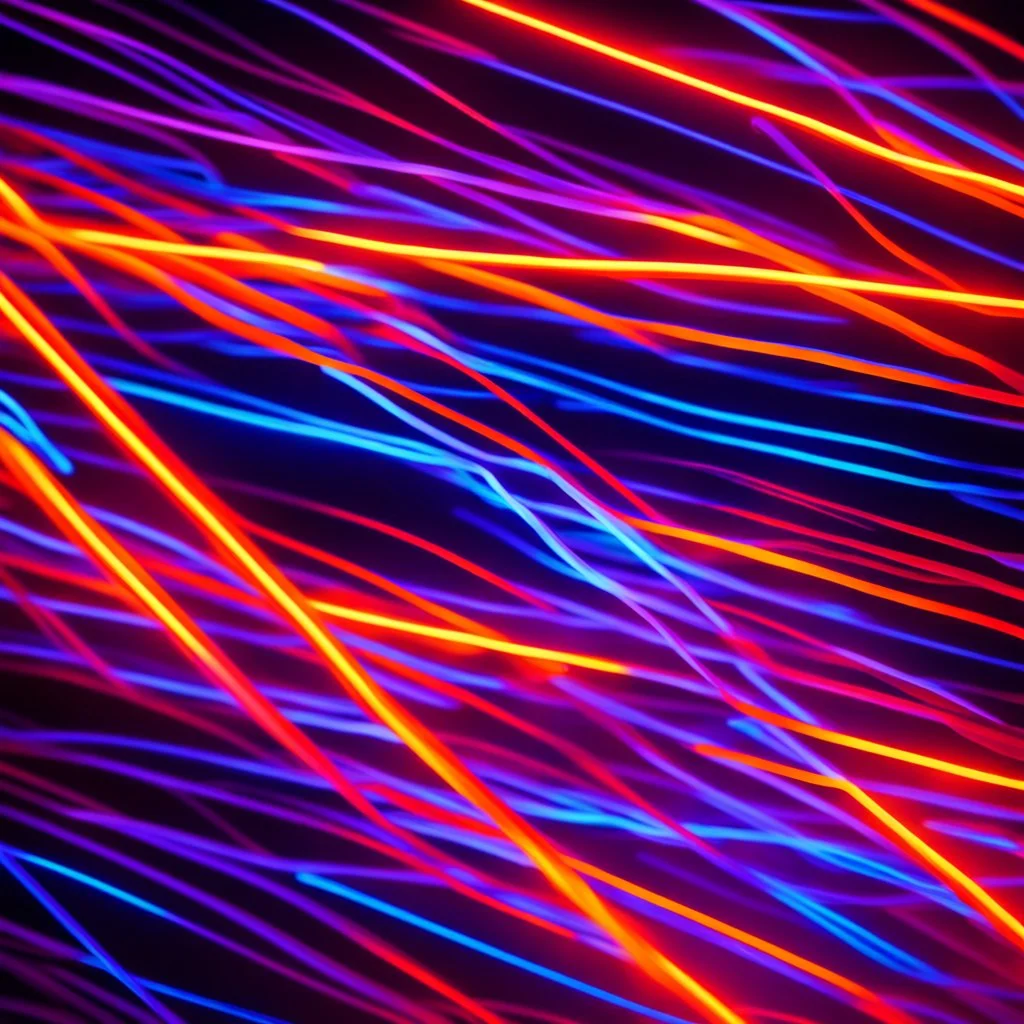 Red Orange Blue Purple Thick Neon Stips With Glowing Light Streaks