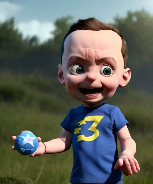 Sheldon cooper toddler, full body, dramatic lighting, angry, hyper realistic