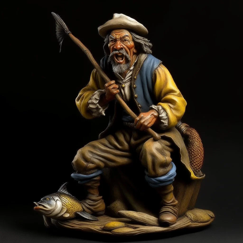 18th century fisherman, large with sharp teeth