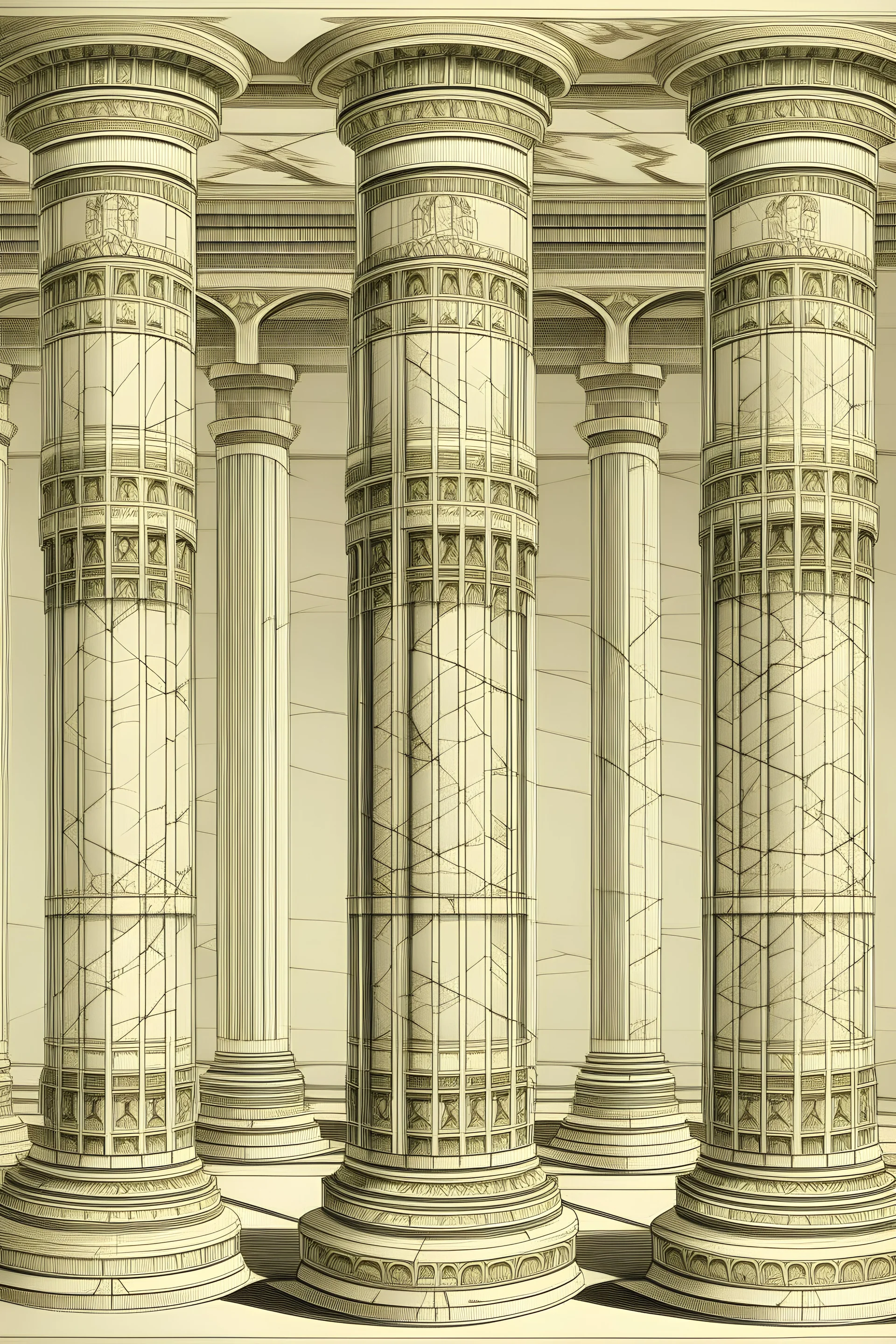Drawing of columns for an Islamic palace