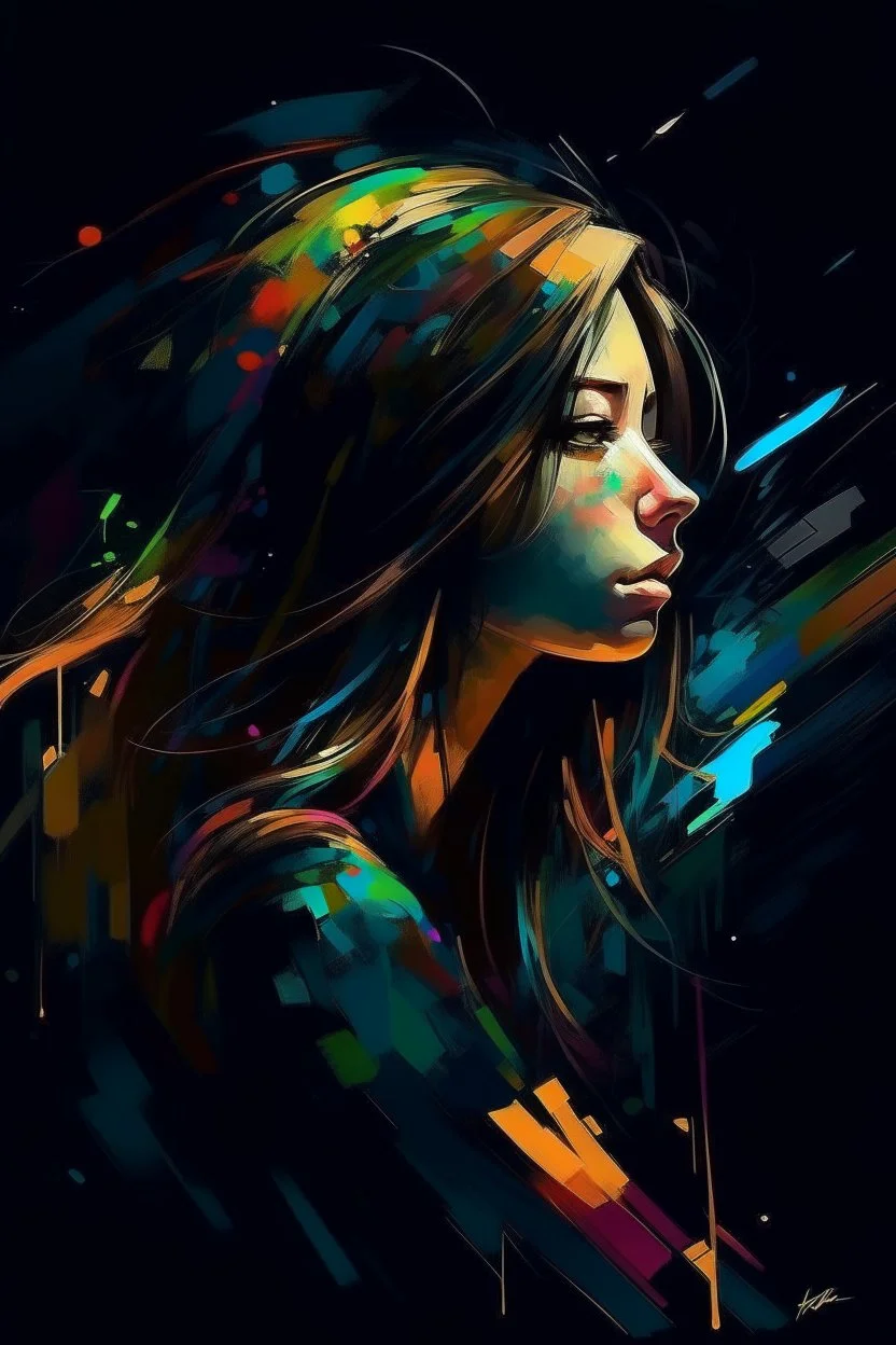 Abstract art night girl