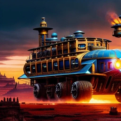 fullbody Drawing of 'sketch of steampunk Vehicles as in the movie mortal engines(2018)',intricate detail,andrea bonelli,Kilian Eng,Ohrai,evan lee,Aleksandr Sidelnikov,KyuYong Eom,three quarters frontal aerial view,toned colors,32k