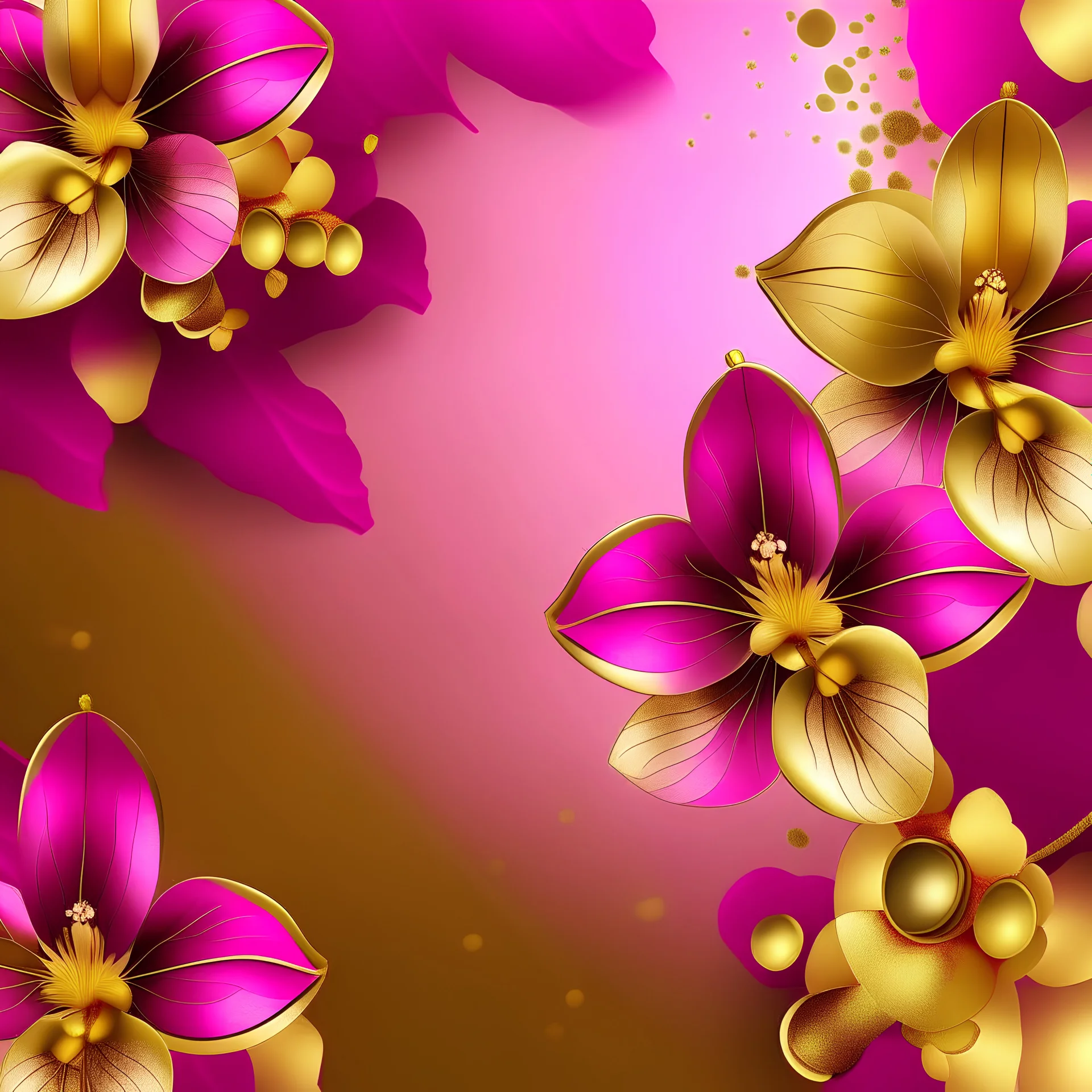 Create pink orchid and gold background