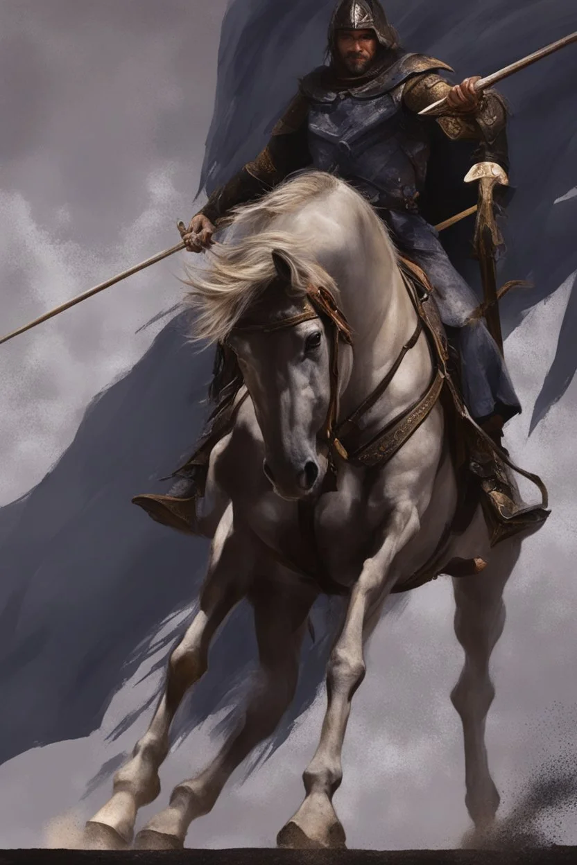 Knight on horseback with a sword casting magic