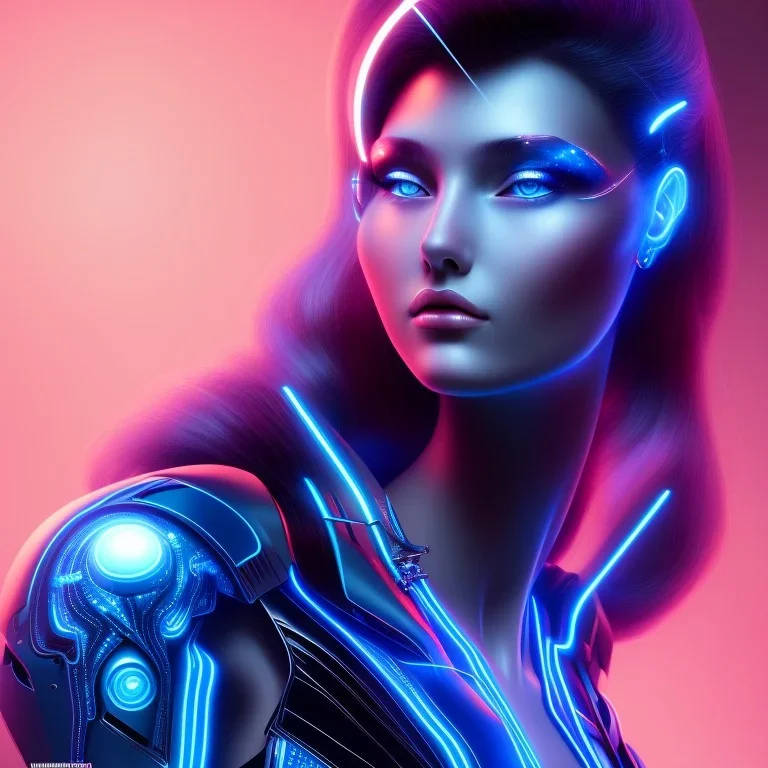 cyberblue, head, woman, portrai, tron