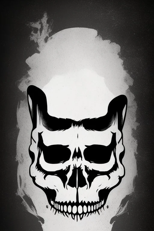 Extremely simple, fun and monochrome logo representing the face only of the grim reaper. Black on white background