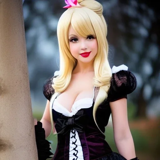 Sexy blonde busty cosplay naughty Lolita