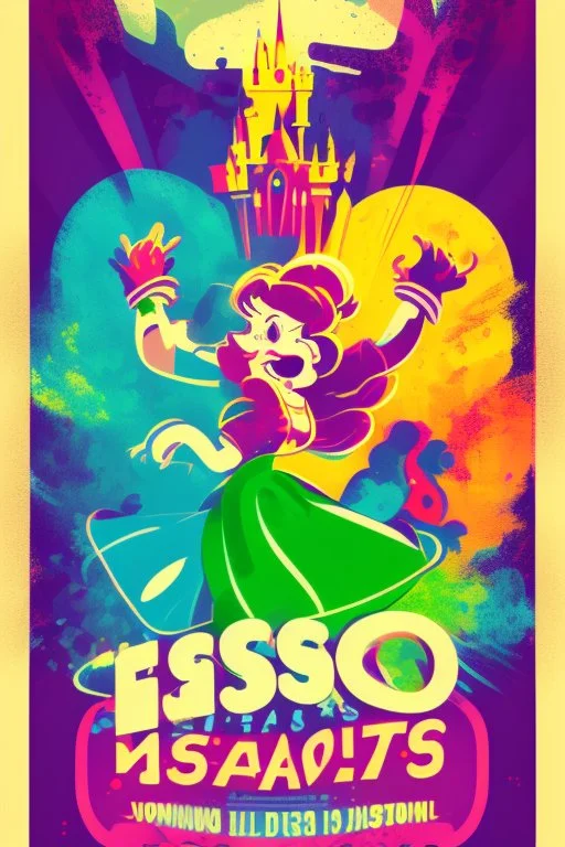 nostalgic Blast from the Past rave party poster cheerfull disney abstract