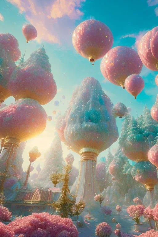 pink landsacape with multicolored crystals falling from the sky, full of details, smooth, bright sunshine，soft light atmosphere, light effect，vaporwave colorful, concept art, smooth, extremely sharp detail, finely tuned detail, ultra high definition, 8 k, unreal engine 5, ultra sharp focus