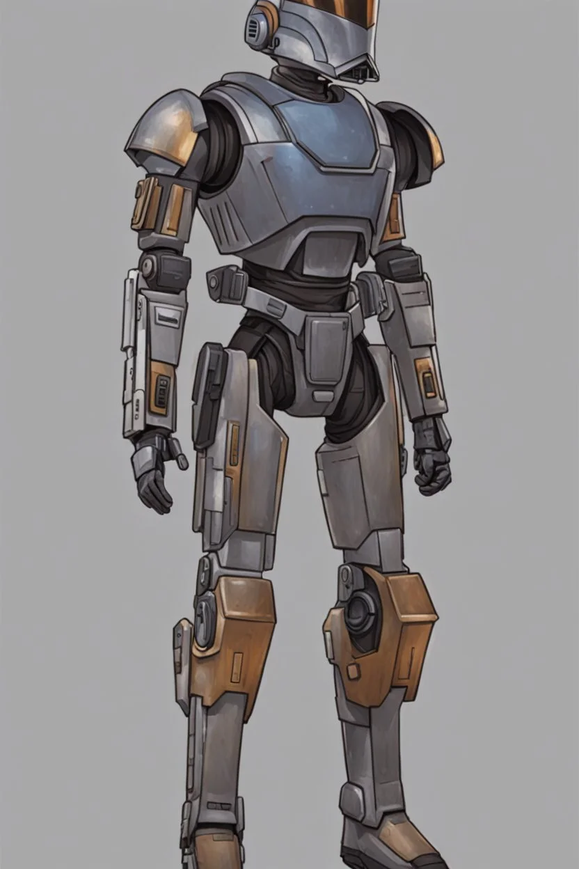 A Star Wars Combat Droid, Wearing Cowboy Clothes, Armor looks similar to Halo, Wearing a cowboy hat.