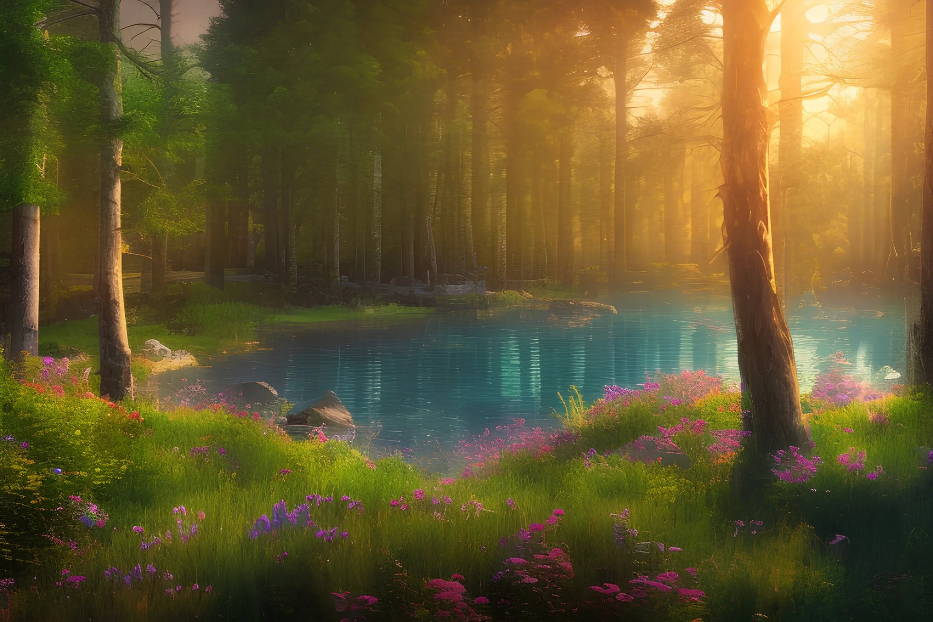 lake beach, forest, mounth, summer sunshine