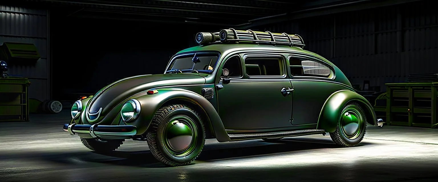 a military fighter jet station wagon hybrid designed by volkswagen beetle