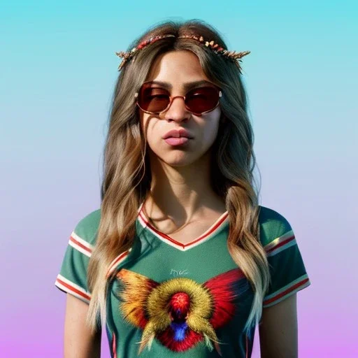 Shakira, artist, 30 years old, Realistic image, waist up portrait, etro style dress. Gucci sunglasses. loose long hair, eyes make up, perfect, glow, circle iris. concept art, smooth, unreal engine 5, god lights, ray tracing, RTX, lumen lighting, ultra detail, volumetric lighting, 3d, finely drawn, high definition, 4k.