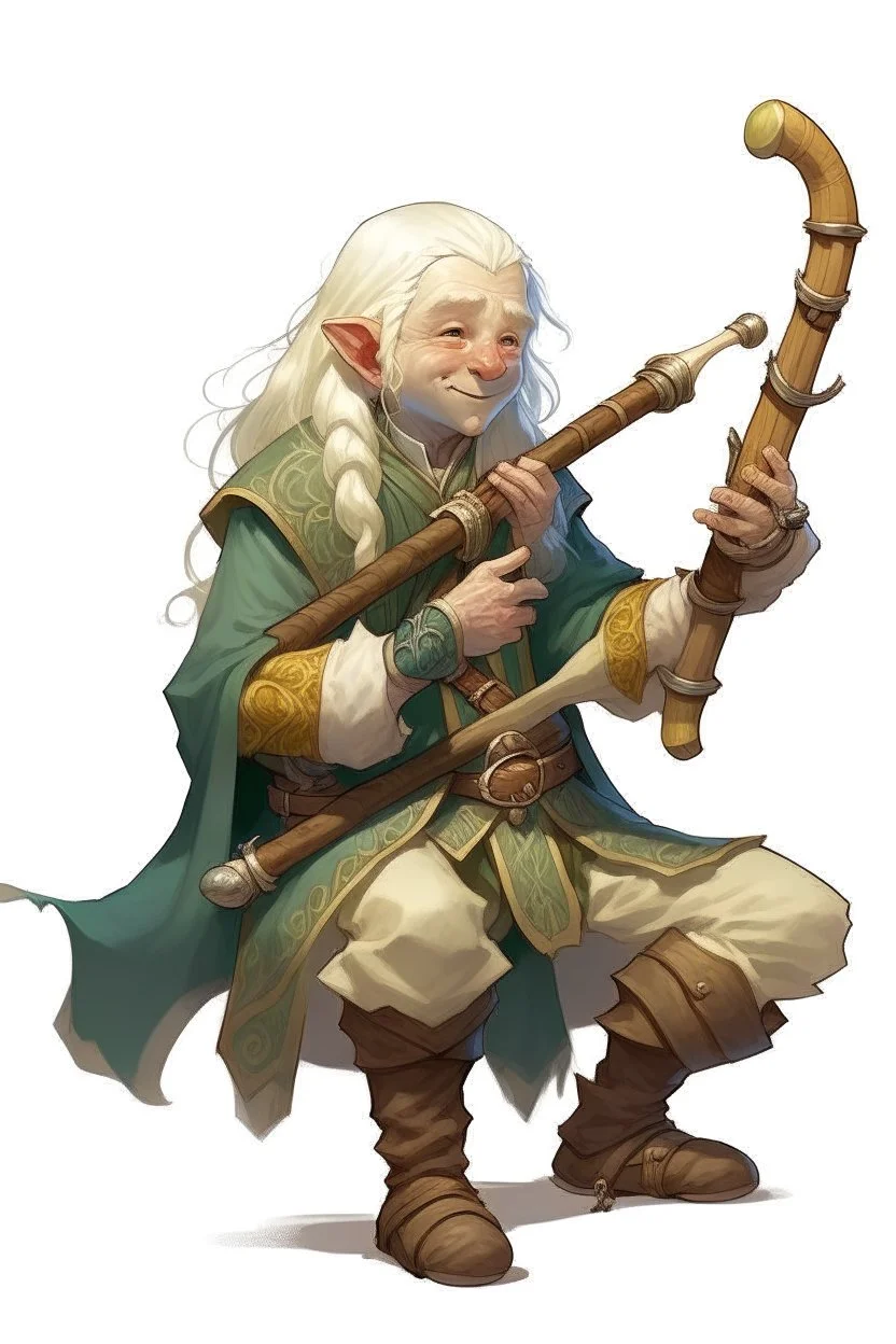 teenage blonde bard dwarf with silver flute dnd