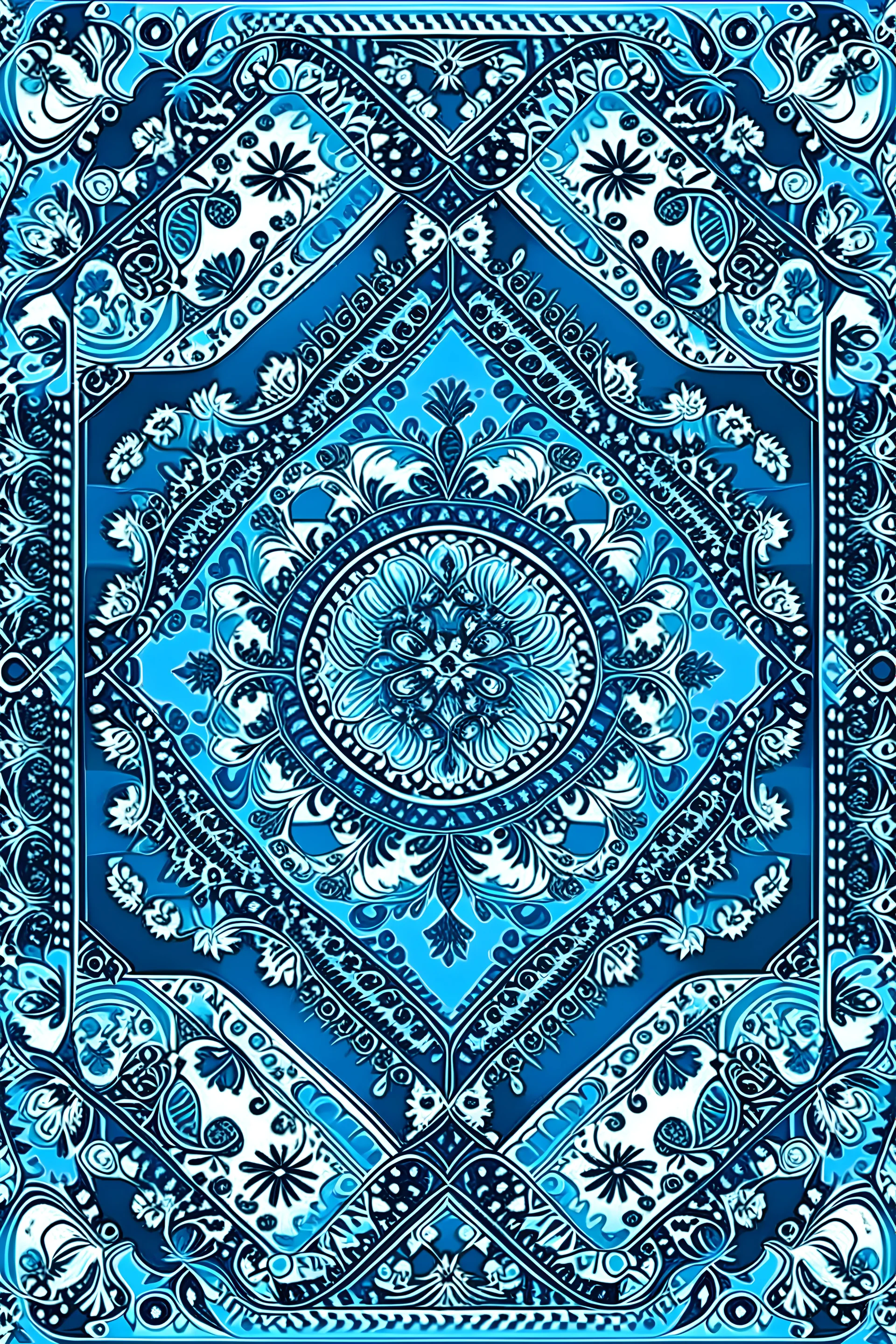 Ukrainian geometric ornament blue color