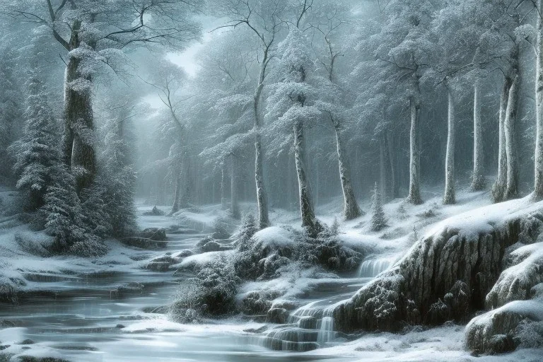 RIVER ROCK FOREST WINTER