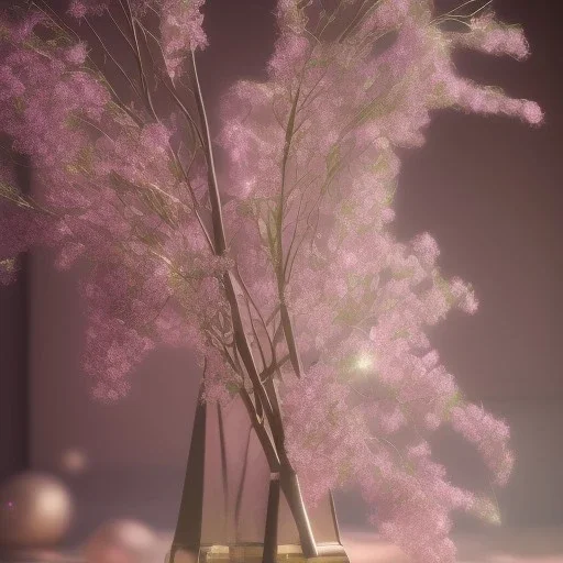 one big crystal subtle in a galactic ambiance with a beautiful transparent flowers delicate colors, soft light atmosphere, smooth, extremely sharp detail, finely tuned detail, ultra high definition, 8k, unreal engine 5, ultra sharp focus